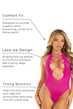 Load image into Gallery viewer, Bad Reputation Tank Bodysuit, Seamless opaque racer tank bodysuit with Halter Neck
