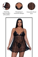 Load image into Gallery viewer, Luxurious floral lace babydoll lingerie
