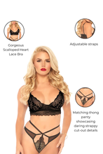 Load image into Gallery viewer, XOXO Bra &amp; Panty Set, Sweetheart Lace Bralette and Panty
