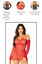 Load image into Gallery viewer, Circle Back Lace Mini Dress, Scalloped Trimmed Lace and Net Design Lingerie
