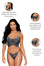 Load image into Gallery viewer, Velvet venise bustier and matching G-string
