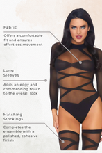 Load image into Gallery viewer, Truth Or Dare Bodysuit And Thigh Highs Set, Opaque Criss-Cross Lingerie Set
