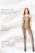 Load image into Gallery viewer, Lace stripes bodystocking
