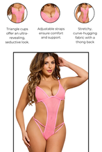 Load image into Gallery viewer, Micro fishnet teddy with triangle cups
