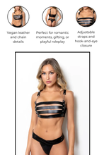 Load image into Gallery viewer, Vegan leather wide strap bra set
