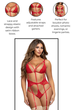 Load image into Gallery viewer, Lace and Strappy Elastic Teddy
