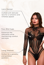 Load image into Gallery viewer, Delicate Lace Long Sleeve Teddy
