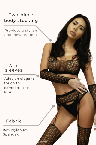 Circle in Love Two Piece Set Body Stocking with Thong