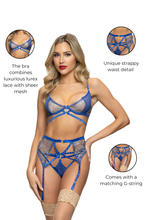 Load image into Gallery viewer, Three-Piece Lurex Lace and Mesh Bra Set
