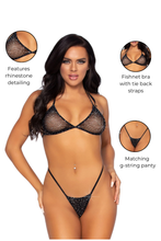Load image into Gallery viewer, Rhinestone fishnet bikini set
