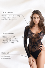 Load image into Gallery viewer, Crochet Long Sleeve Romper Bodystocking
