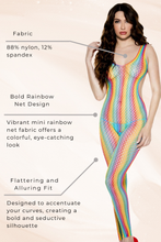 Load image into Gallery viewer, Mini rainbow net footless bodystocking
