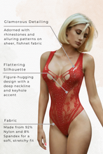 Load image into Gallery viewer, Heart on Fire Fishnet Bodysuit
