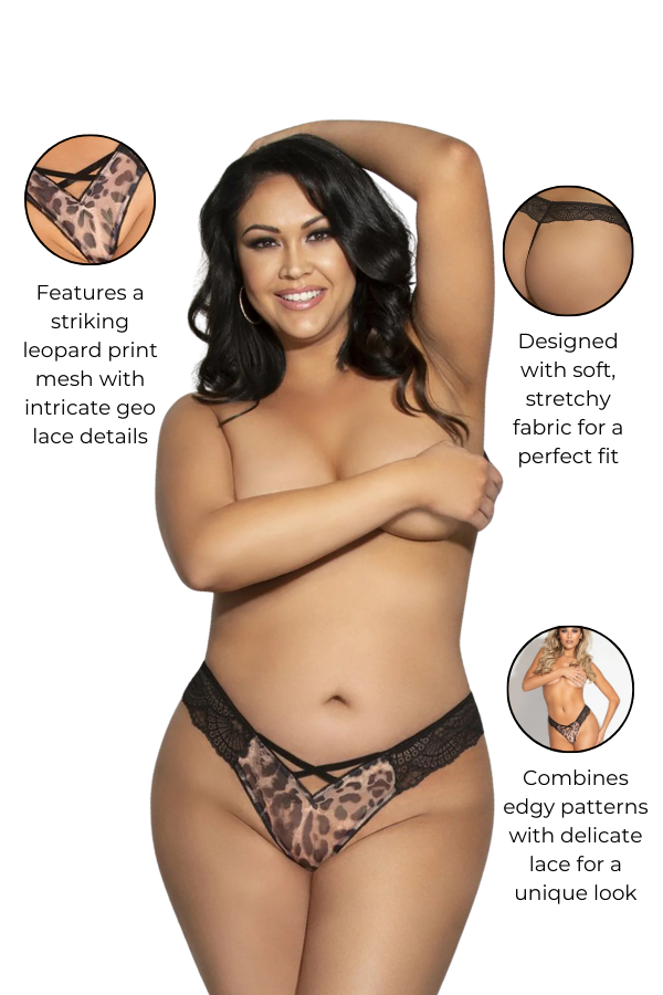 Leopard print lace G-string