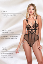 Load image into Gallery viewer, Strappy Fishnet Adjustable Teddy
