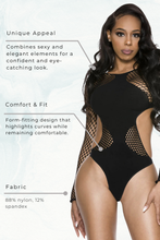 Load image into Gallery viewer, Diamond net long sleeve teddy
