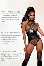 Load image into Gallery viewer, Large fishnet halter teddy
