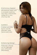 Load image into Gallery viewer, Ribbed Rhinestone Bodystocking
