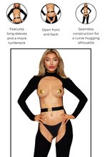 Load image into Gallery viewer, Seamless Opaque Catsuit Bodystocking with Belt, Lingerie with Open Front and Back Design
