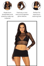 Load image into Gallery viewer, Fishnet Gloved Top, Crew Neck Crop Top
