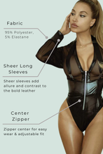 Load image into Gallery viewer, Clocking Out Faux Leather Bodysuit
