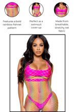 Load image into Gallery viewer, Rainbow Net Tank Dress, Lucky You Fishnet Rainbow Dress
