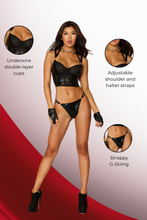 Load image into Gallery viewer, Mesh cropped bustier and g-string set, Two Piece Lingerie Set
