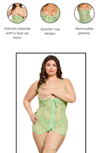 Load image into Gallery viewer, Two-Piece Fishnet Chemise Set
