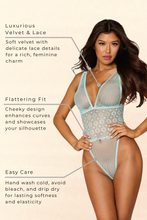 Load image into Gallery viewer, Fishnet and stretch lace teddy, Lace Bodysuit
