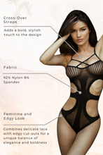 Load image into Gallery viewer, Seductive Sheer Grid Crossover Fishnet Bodysuit
