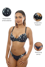 Load image into Gallery viewer, Petal Flower Embroidered Bra &amp; Panty Set
