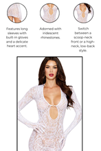 Load image into Gallery viewer, Seamless Knitted Stretch Lace Chemise with Iridescent Rhinestones
