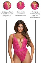 Load image into Gallery viewer, Gold Lurex Floral Lace Teddy
