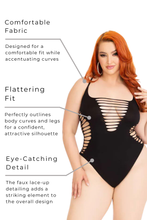 Load image into Gallery viewer, Plus Size Reckless Behavior Thong Bodysuit, Racer Back Teddy
