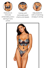 Load image into Gallery viewer, Embroidery mesh underwire bra and strappy G-string, Two Piece Lingerie Set
