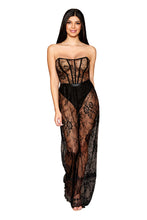 Load image into Gallery viewer, Floral Lace Lingerie Romper and High-Waisted Thong Set
