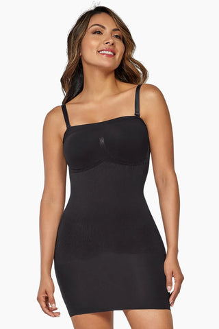 Seamless Shapewear Slip Dress, Strapless Tummy Control Body Shaper with 360° Waist Sculpting, Adjustable Removable Straps & Invisible Under Dresses