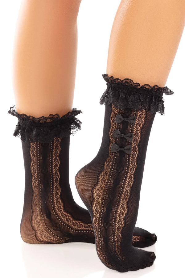 Sweetheart Lace Ankle Socks, Heart Ruffle Anklets