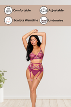 Load image into Gallery viewer, Floral Embroidery Lace Lingerie Set , Three Piece Bra Set
