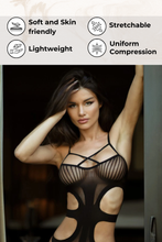 Load image into Gallery viewer, Seductive Sheer Grid Crossover Fishnet Bodysuit
