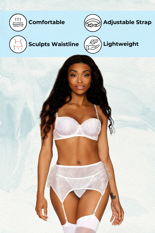 garter belt latex Sheer Lace Plunge Bra Garter Belt & G-String Beauty Night Lingerie Rose  Black