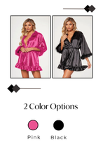 Load image into Gallery viewer, Faux Crepe Silk Robe With Marabou Trim
