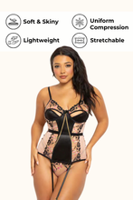 Load image into Gallery viewer, Embroidered floral lace and satin chemise set
