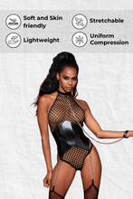 Load image into Gallery viewer, Large fishnet halter teddy
