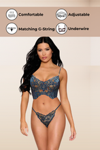 Load image into Gallery viewer, Velvet venise bustier and matching G-string
