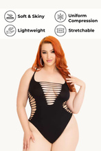 Load image into Gallery viewer, Plus Size Reckless Behavior Thong Bodysuit, Racer Back Teddy
