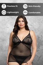 Load image into Gallery viewer, Geo Lace and Mesh Chemise Set
