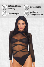 Load image into Gallery viewer, Truth Or Dare Bodysuit And Thigh Highs Set, Opaque Criss-Cross Lingerie Set
