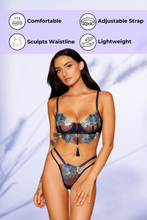 Load image into Gallery viewer, Embroidery mesh underwire bra and strappy G-string, Two Piece Lingerie Set
