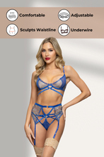 Load image into Gallery viewer, Three-Piece Lurex Lace and Mesh Bra Set
